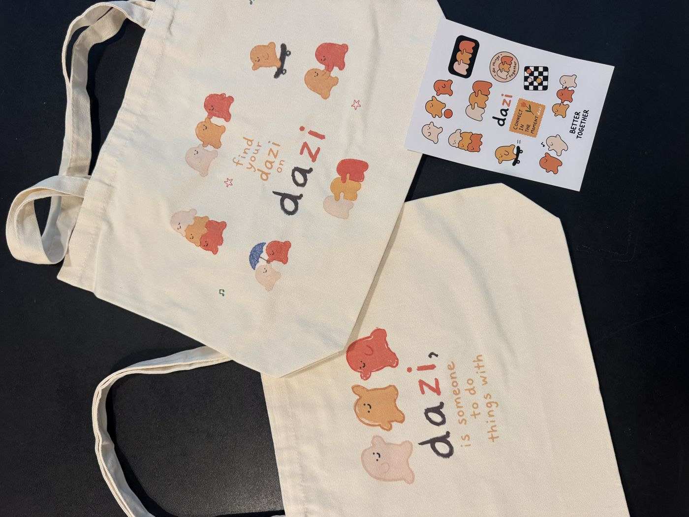 dazi stickers and totes