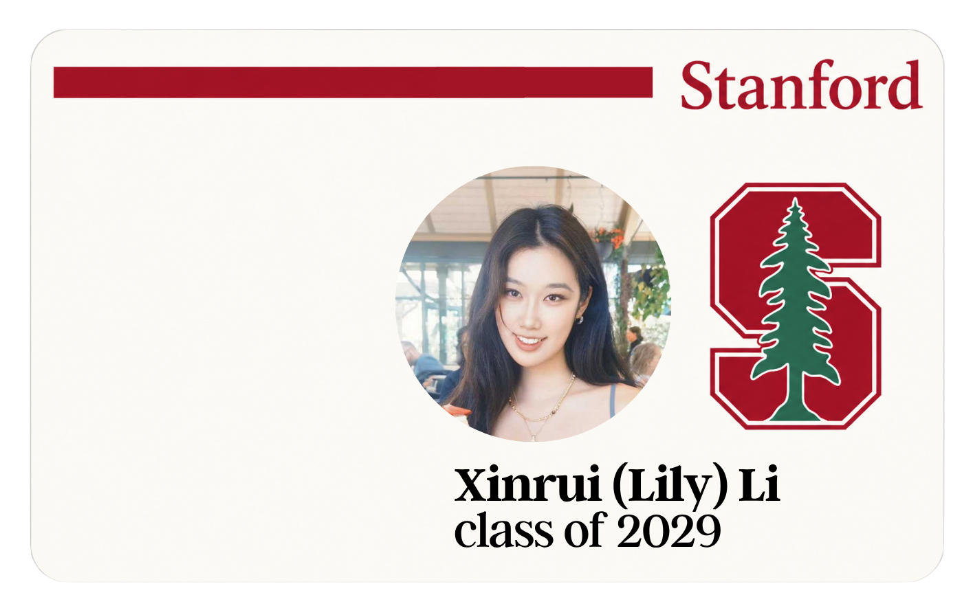 Xinrui (Lily) Li, Stanford, class of 2029